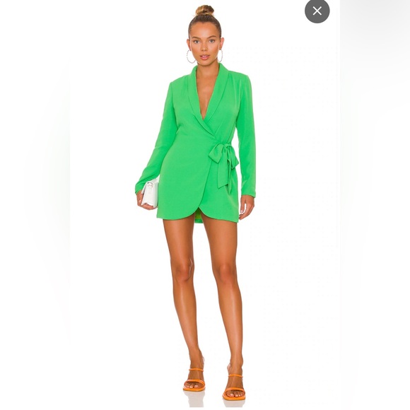 REVOLVE MORE TO COME Halley Blazer Wrap Dress in Green - Picture 4 of 8